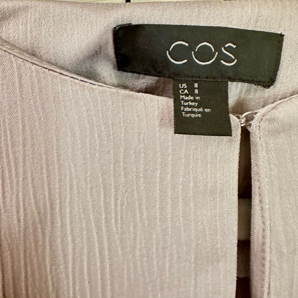 COS Textured Long Sleeve Dress in Soft Gray